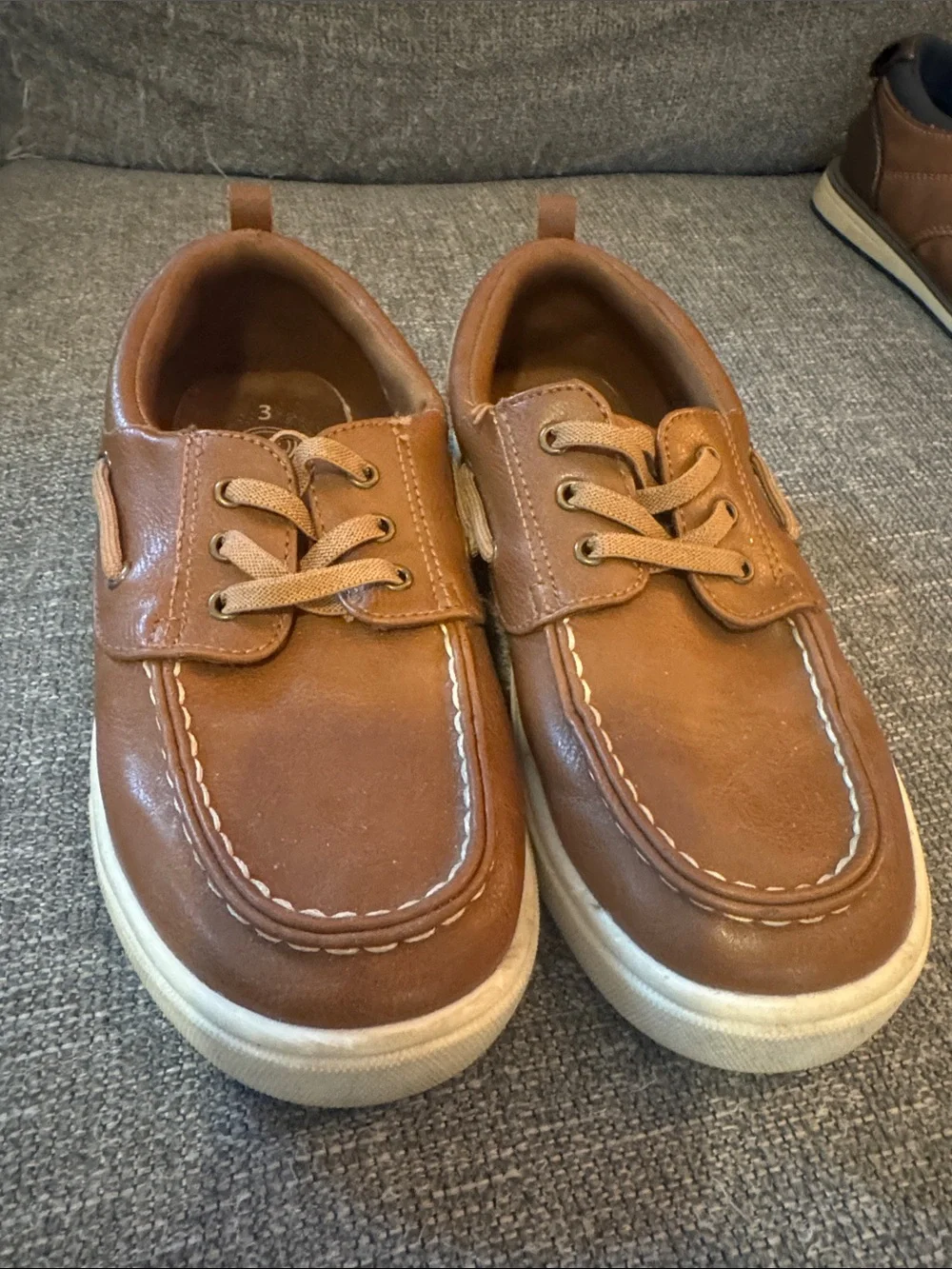 wonder nation Toddler Brown Boat-Style Lace Shoes